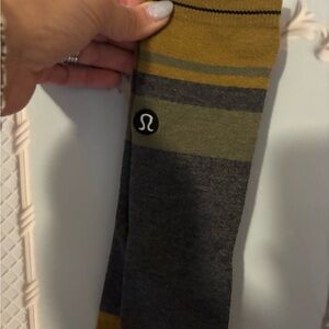 lululemon athletica Women’s Casual Socks - Gray and Gold Stripes